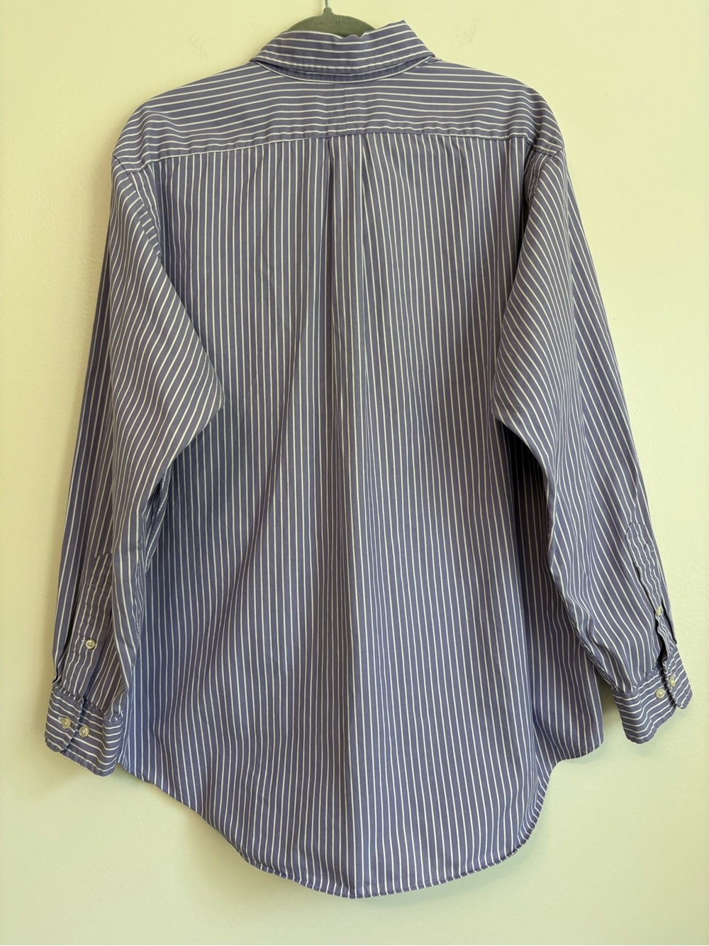 Ralph Lauren Cotton Classic Striped Button-Down Shirt - Purple/White Sz 17 1/2 - Picture 5 of 7